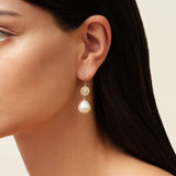 Heritage 18K Hvidguld Øreringe m. Diamant & Ferskvandsperler