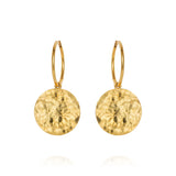 Large Sun Disc Hoop 18K Gold Earrings