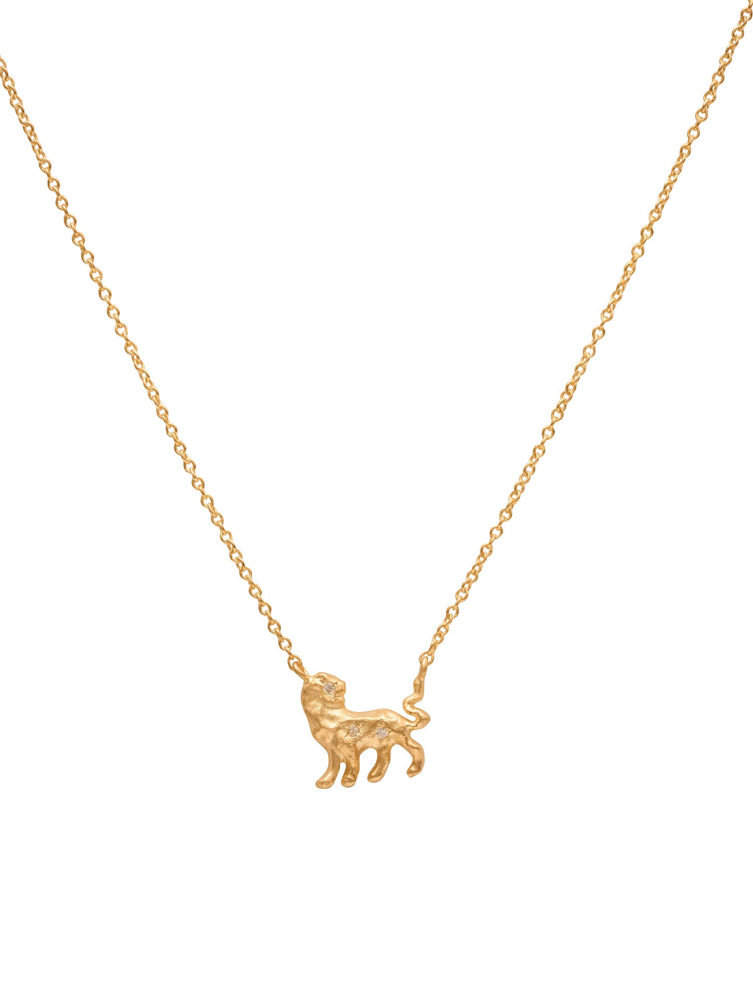 Leo 18K Gold Necklace w. Diamonds