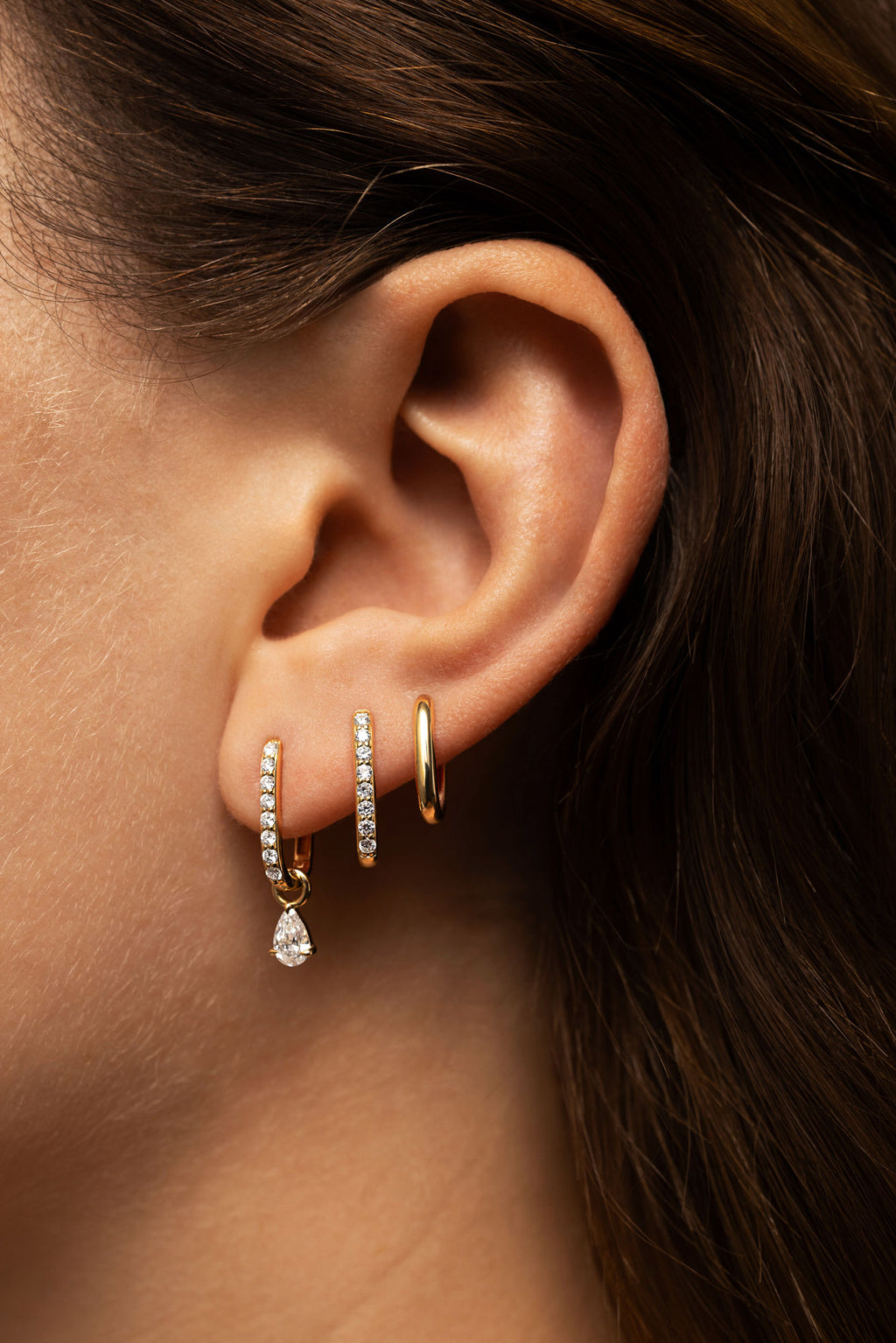 Allday 14K Gold Huggies w. Diamonds