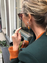 Amphitrie Electrum Gold Plated Earring w. Pearl, Amber & Aquamarine