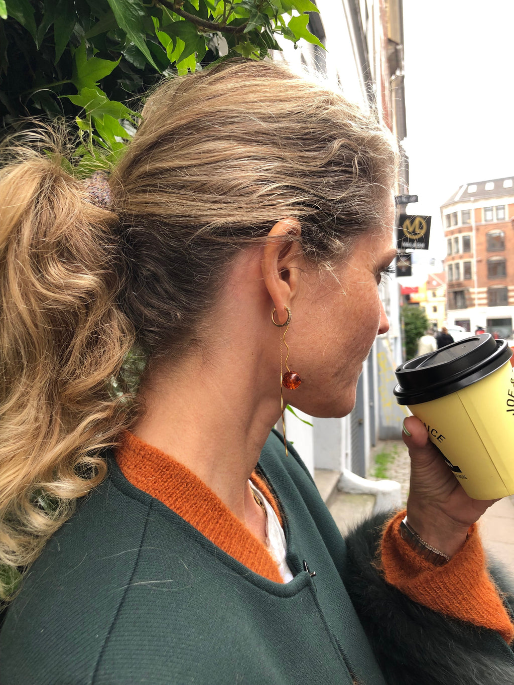 Cordelia sølv ørering m. Agat