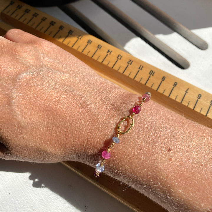 Cloud 18K & 22K Gold Bracelet w. Sapphire, Ruby & Tourmalin
