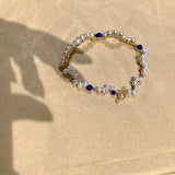 Curves 9K Gold Bracelet w. Pearls & Lapis
