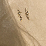 Masika Wave 14K Gold Earrings w. Diamonds