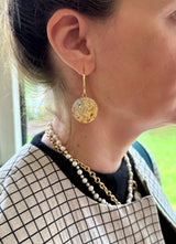 Large Sun Disc Hoop 18K Gold Earrings