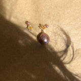 Sun melted 14K guld Studs m. perler & safir