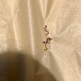Fine Curves 18K Gold Earring w. pink Pearls & green Sapphire