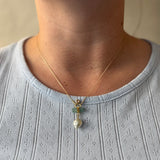 18K & 22K Gold & Silver Necklace w. Diamond & Emerald