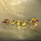 Seafire 18K, 22K & 24K Gold & Silver Earrings w. Sapphire & Chrysoprase