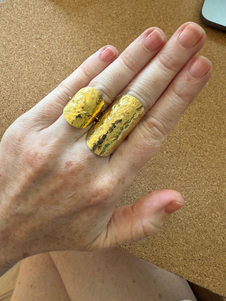 Large Sun Disc Shield 18K Gold Ring