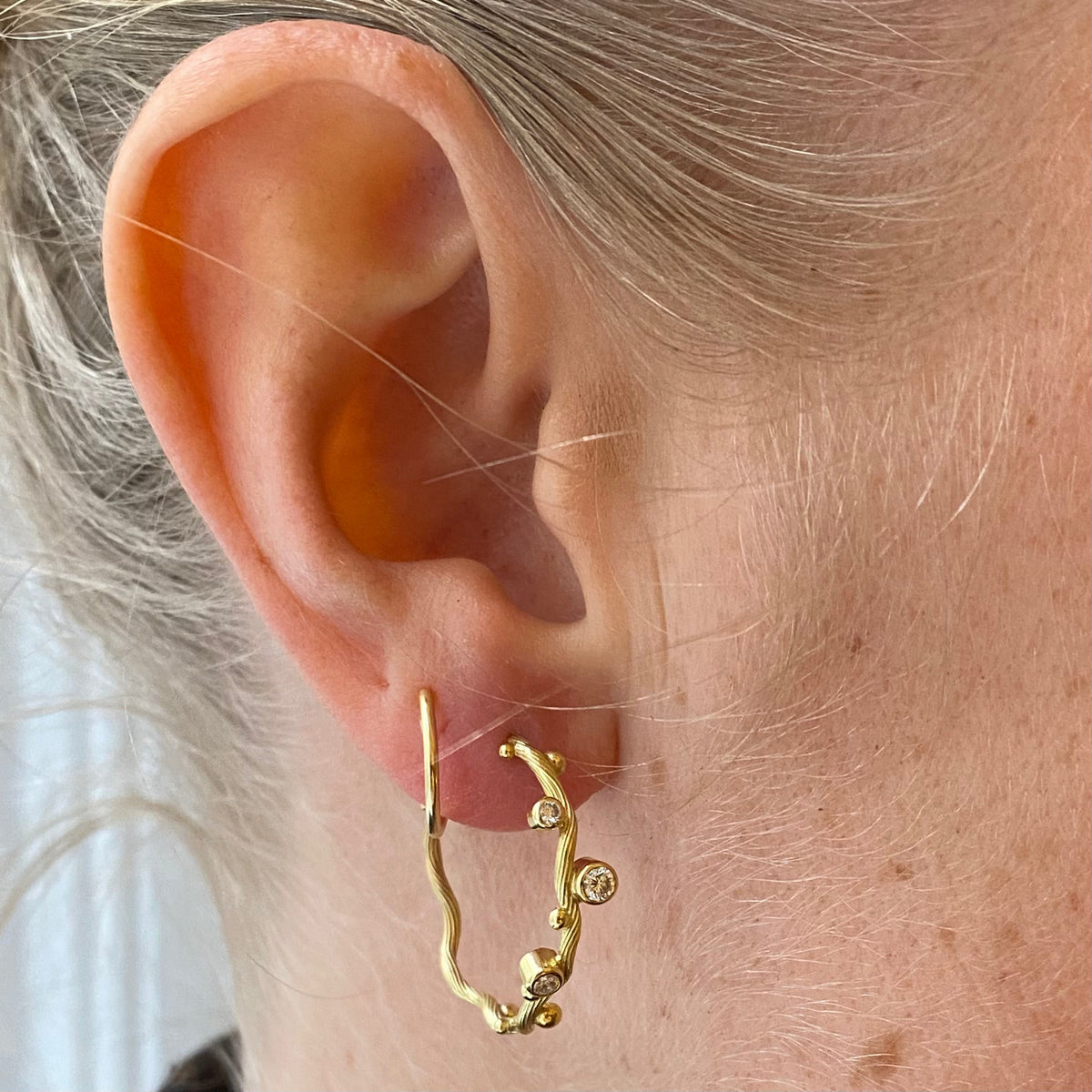 Tallulah Large 18K & 22K Gold Hoop w. Diamonds