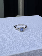 Candy 18K White Gold Ring w. Diamonds & Blue Sapphire