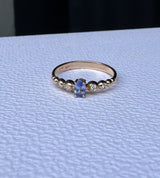 Bubble 18K White Gold Ring w. Diamonds & Aquamarine