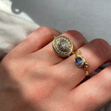 Seafire 18K, 22K & 24K Gold & Silver Ring w. Sapphire & Diamond