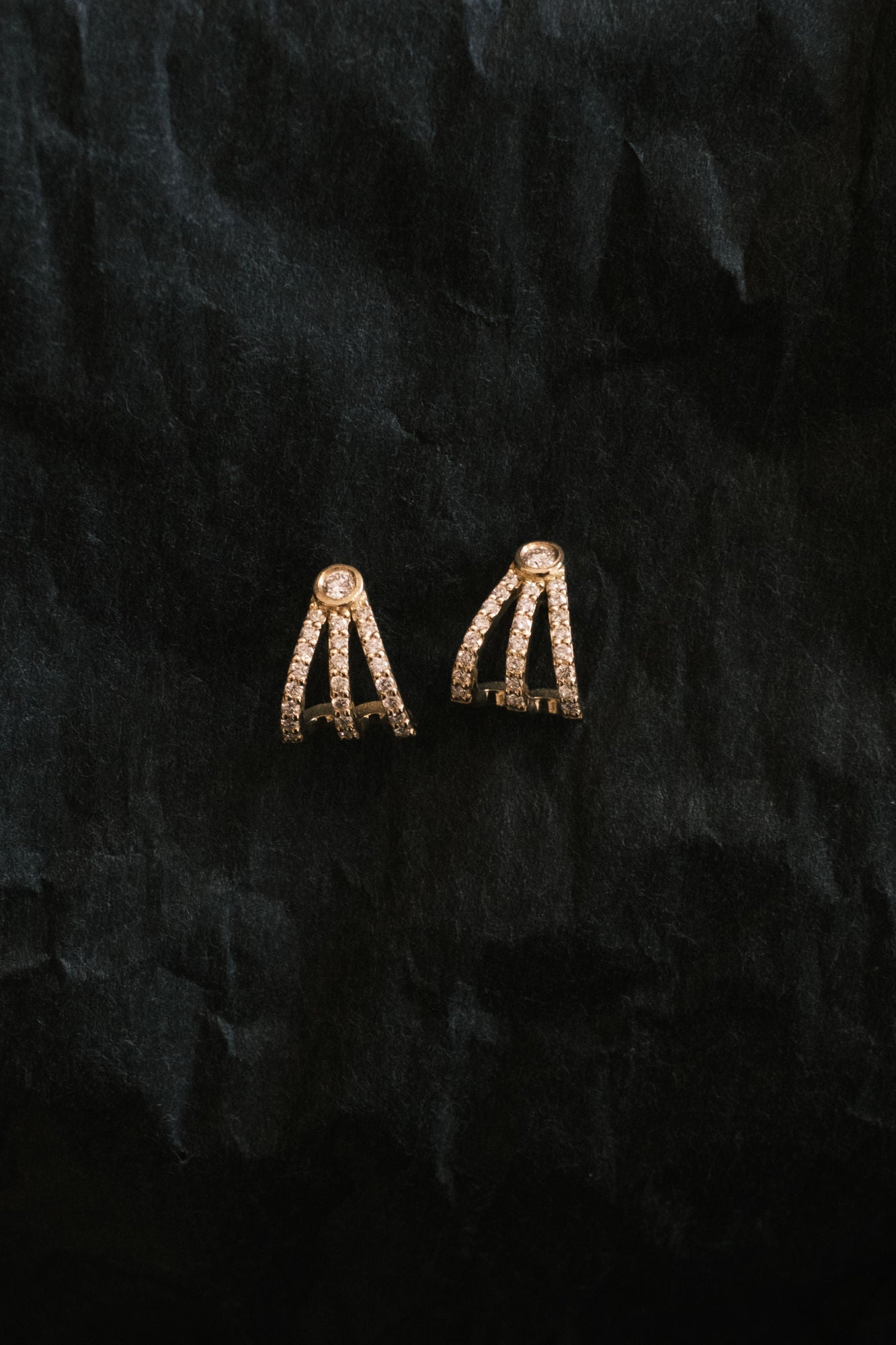 Diamond Fan 18K Gold Earrings