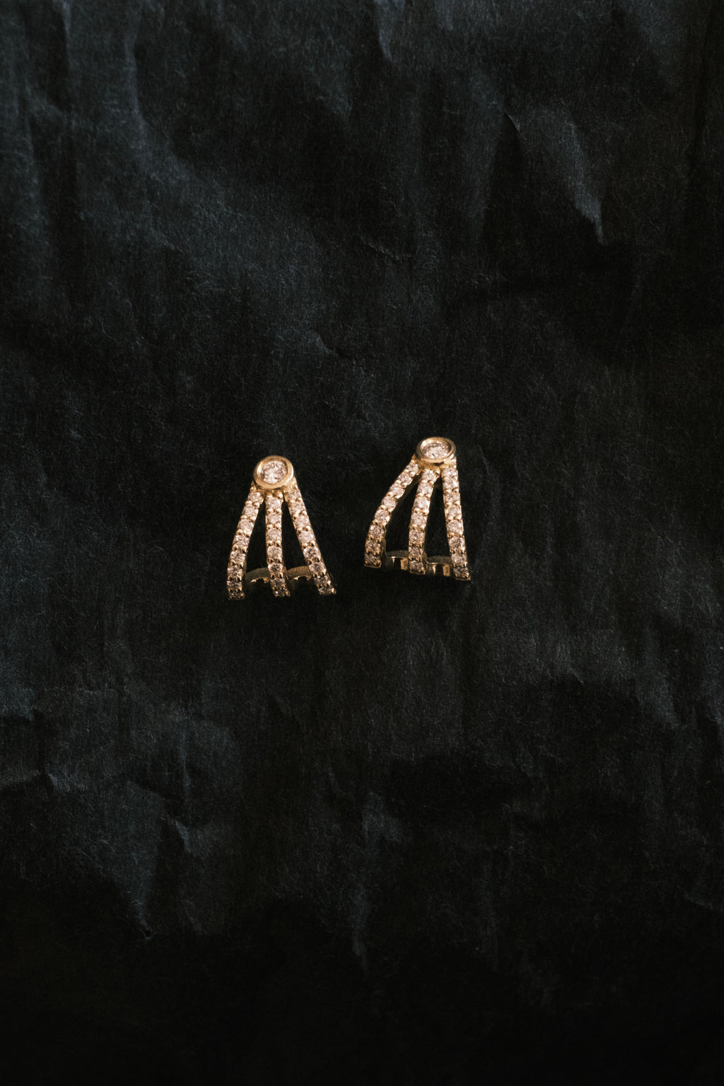 Diamond Fan 18K Gold Earrings