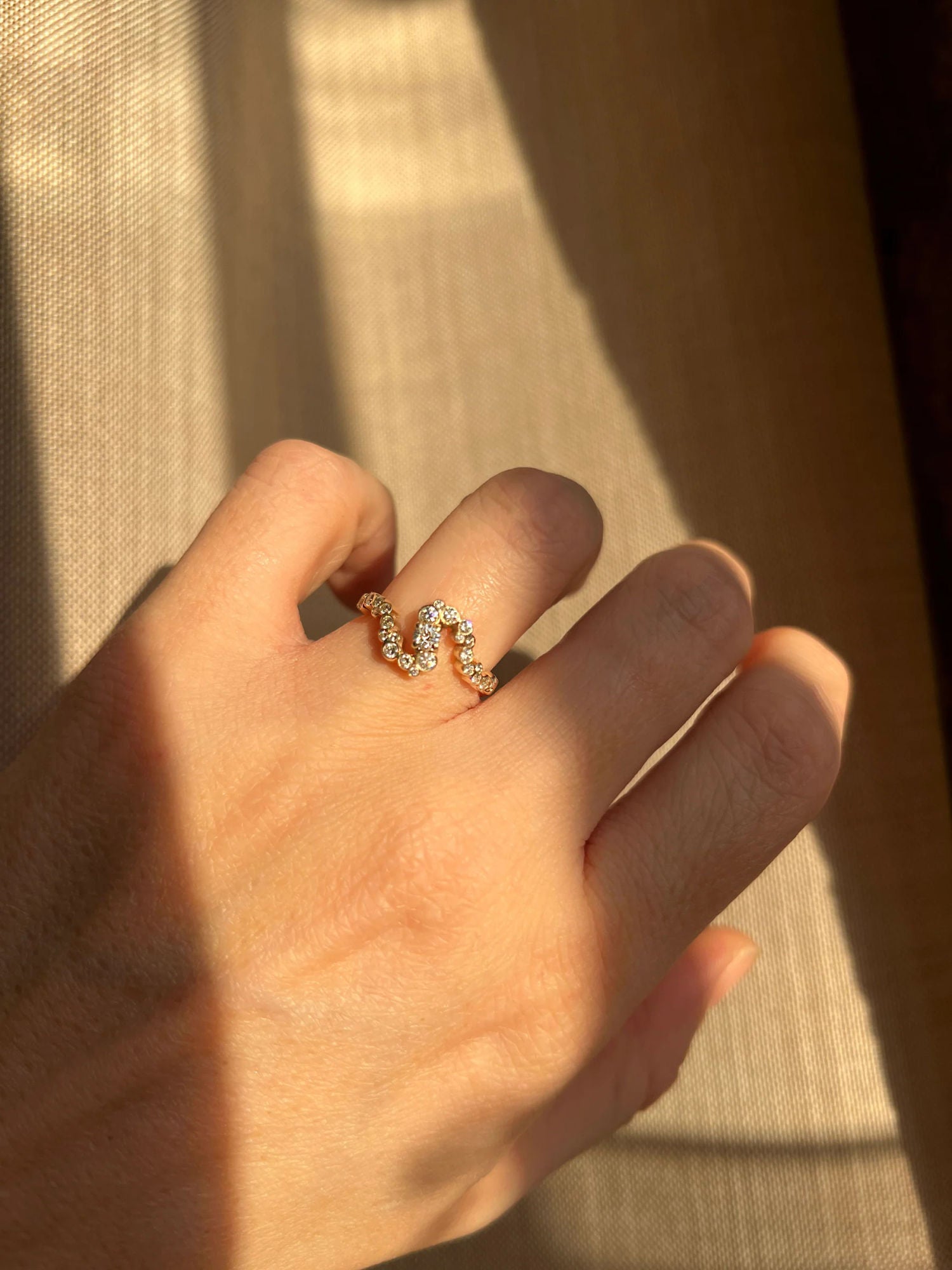 Elysia Orbit 14K Gold Ring w. Diamonds