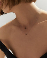 Raw Golden 14K Gold, Whitegold or Rosegold Necklace w. Black Diamond