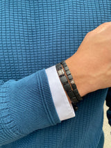 10mm Lock Sort Firkantet 18K hvidguld Armbånd m. Diamant