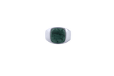 IX Cushion Marble Silver Signet Ring