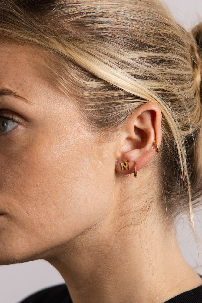 IX N 22K Gold Plated Stud