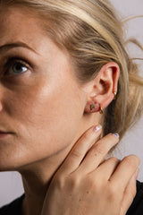 IX F 22K Gold Plated Stud w. Zirconia