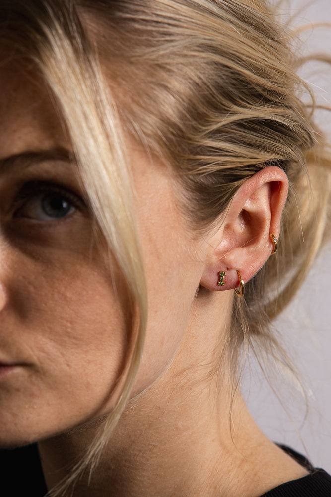 IX I 22K Gold Plated Stud w. Zirconia