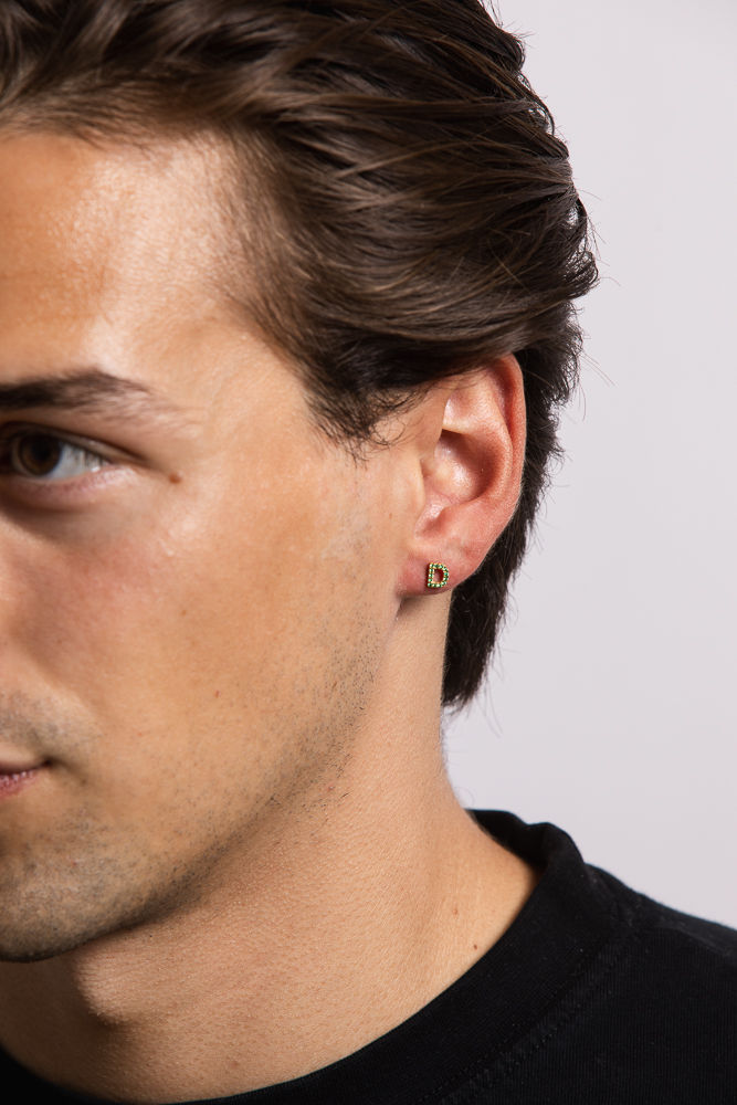 IX D 22K Gold Plated Stud w. Zirconia