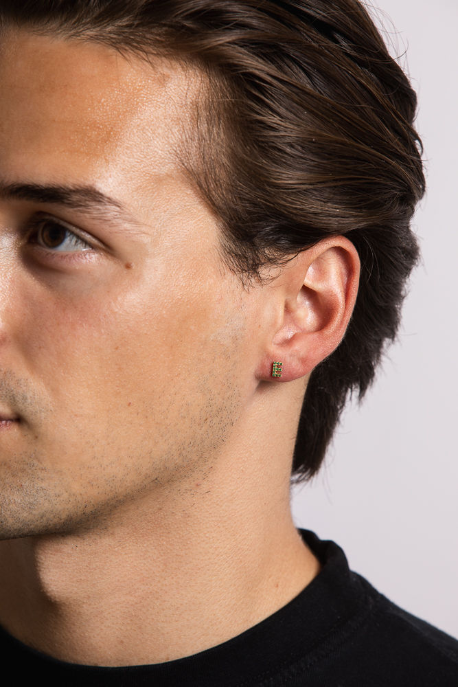 IX E 22K Gold Plated Stud w. Zirconia