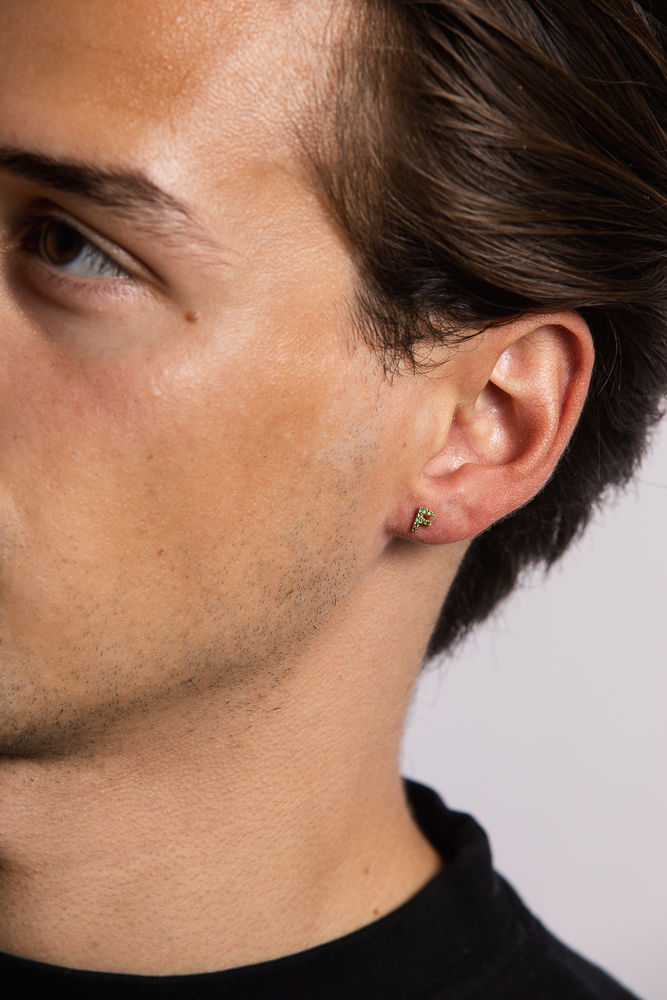 IX F 22K Gold Plated Stud w. Zirconia