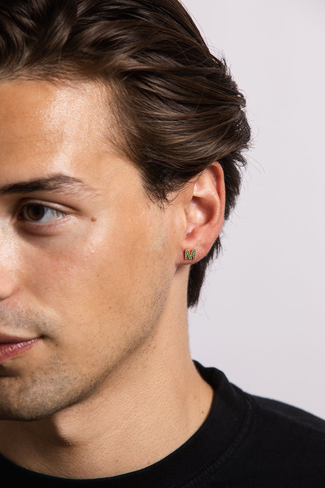 IX M 22K Gold Plated Stud w. Zirconia