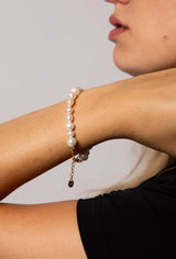 IX Penelope 22K Gold Plated Bracelet w. Pearls