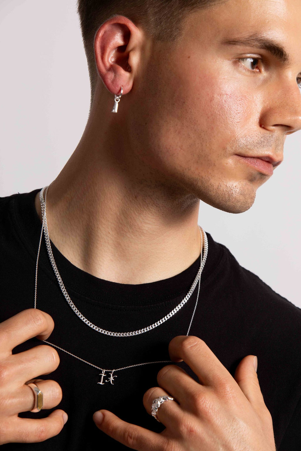 IX Curb Brushed Sølv Halskæde