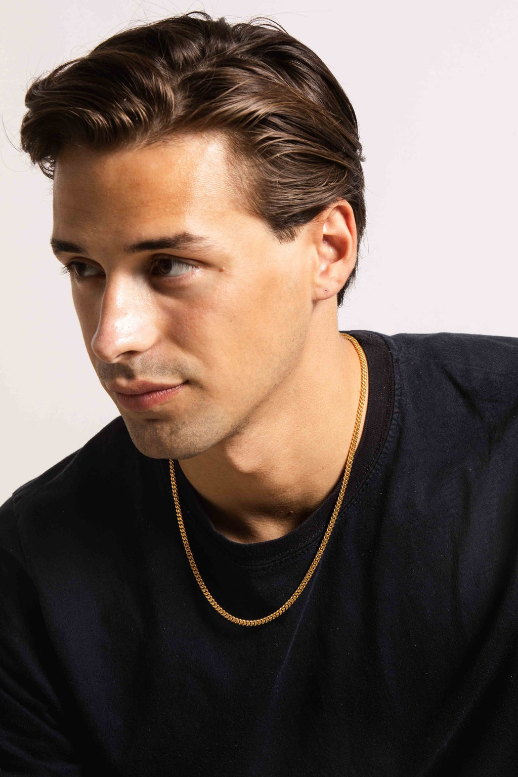 IX Curb Brushed 22K Forgyldt Halskæde