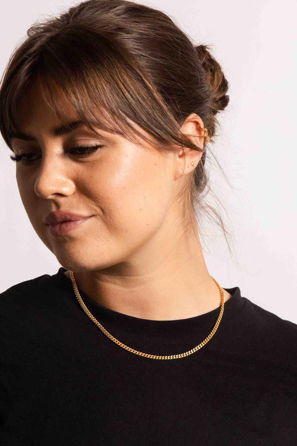 IX Curb Brushed 22K Forgyldt Halskæde