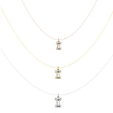 Alphabet 18K Gold, Rosegold or Whitegold Inital I Pendant w. Solitaire Lab-Grown Diamond