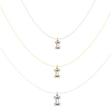 Alphabet 18K Gold, Rosegold or Whitegold Inital I Pendant w. Solitaire Lab-Grown Diamond