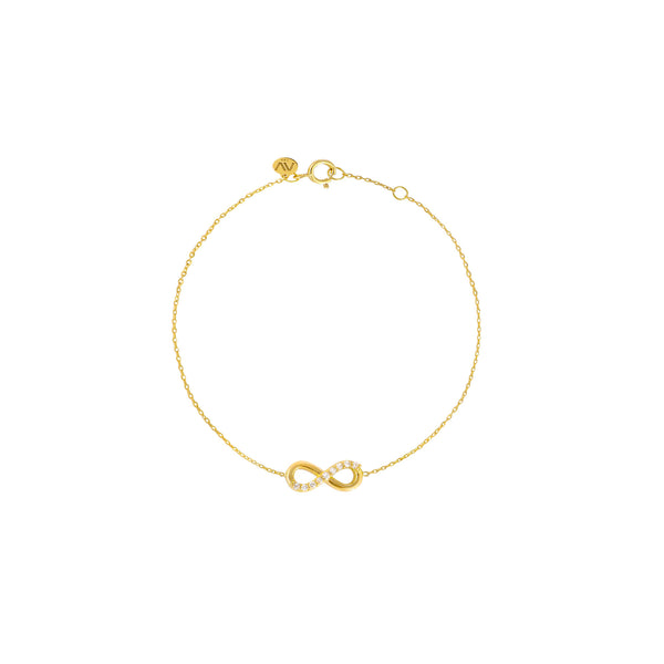 Infinity 18K Gold Bracelet w. Diamonds