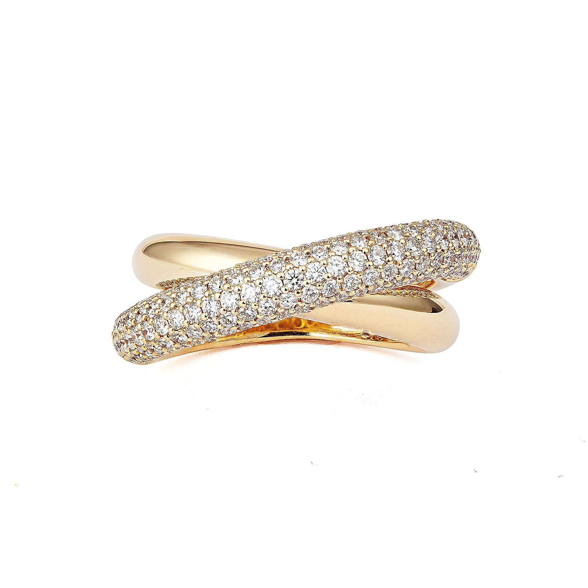 Infinity Loop Medium Half Pavé 18K Gold Ring w. Diamonds