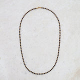 Small Black Pearl & Gold Bead 18K Gold Necklace