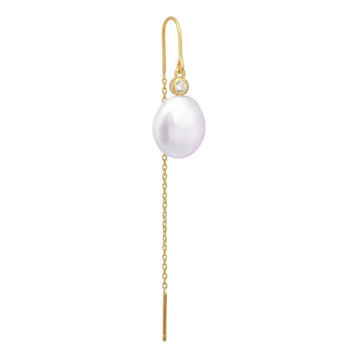 Isla Hook 18K Gold Plated Earring w. Pearl & Zirconia