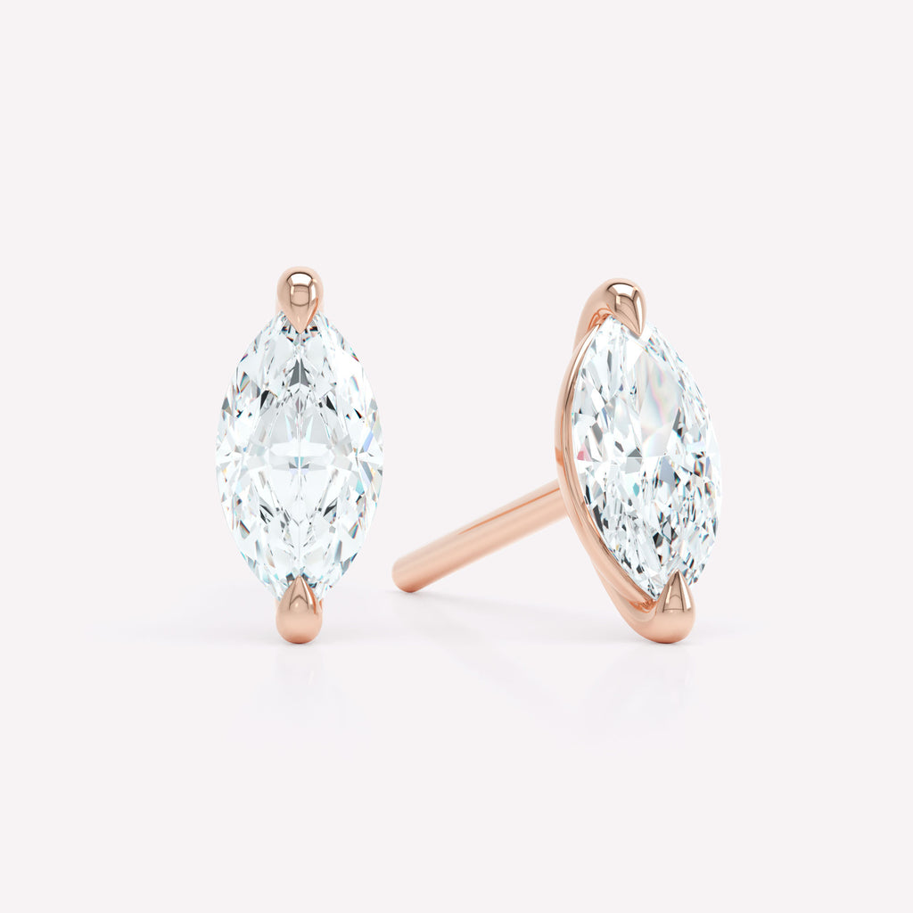 The Marquise 18K Rosegold Stud w. Lab-Grown Diamond