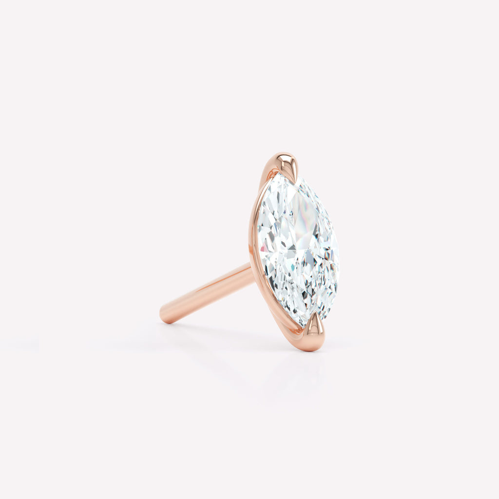 The Marquise 18K Rosegold Stud w. Lab-Grown Diamond