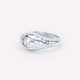 Curve Scattered Signet 18K Whitegold Ring w. Diamonds
