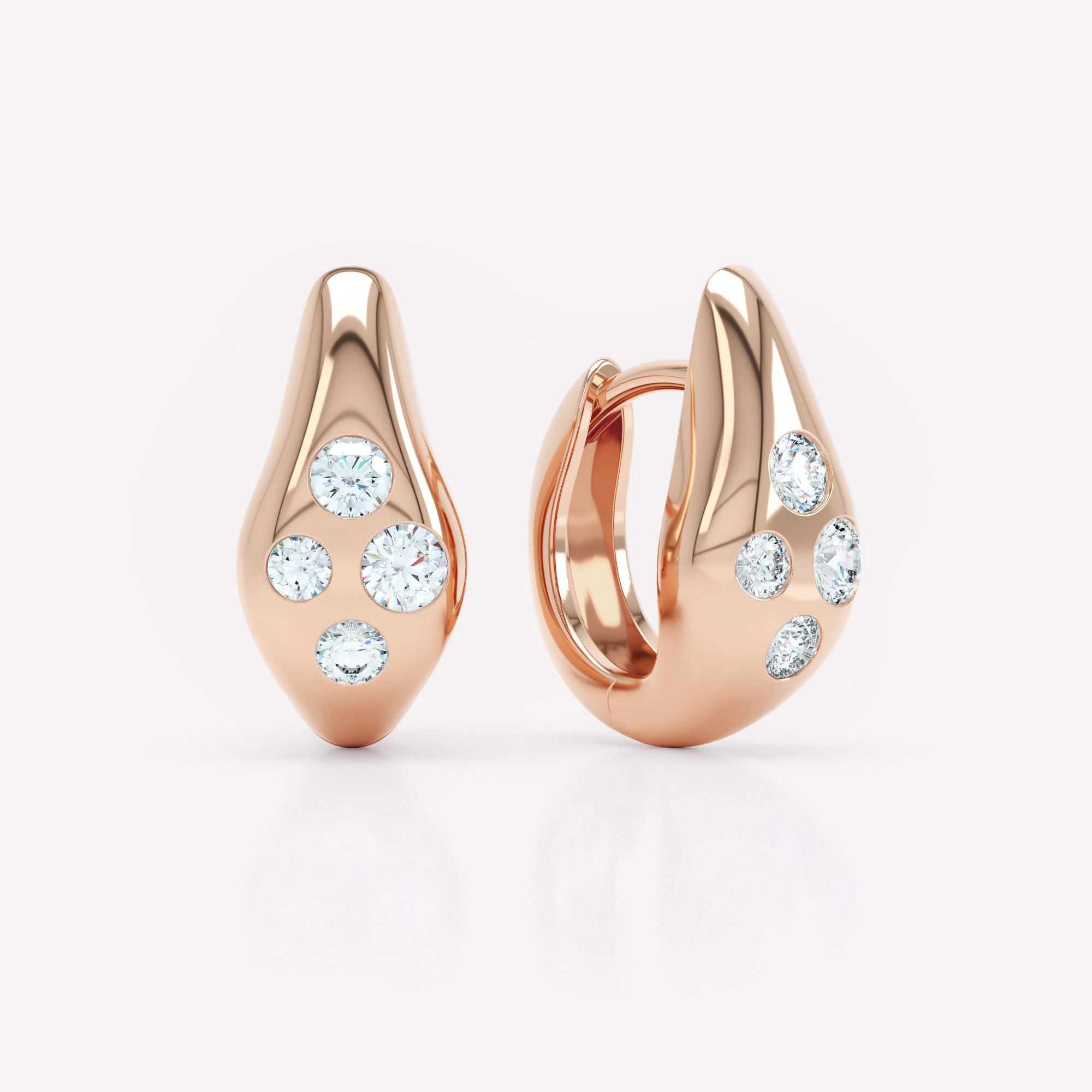 Curve 18K Rosaguld Huggies m. Diamanter
