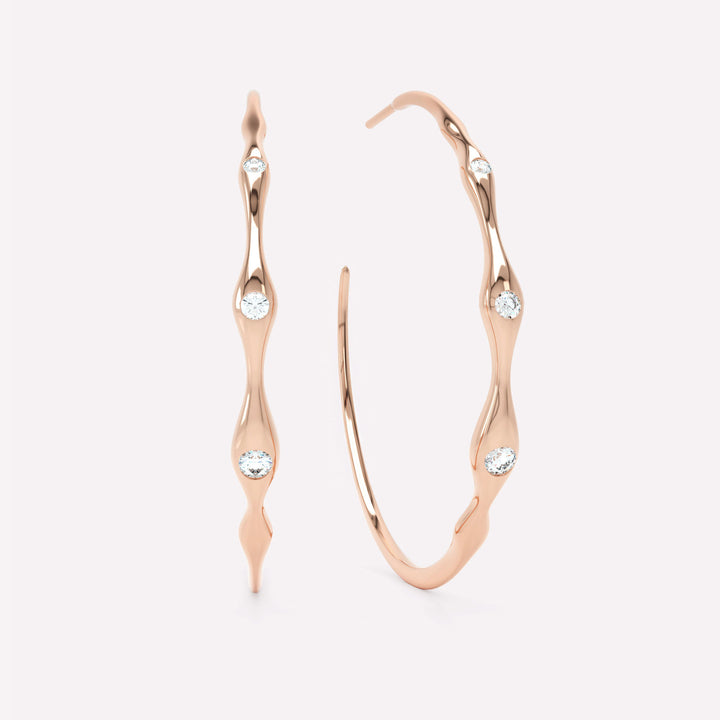 Curve 14K Rosaguld Huggies m. Diamanter