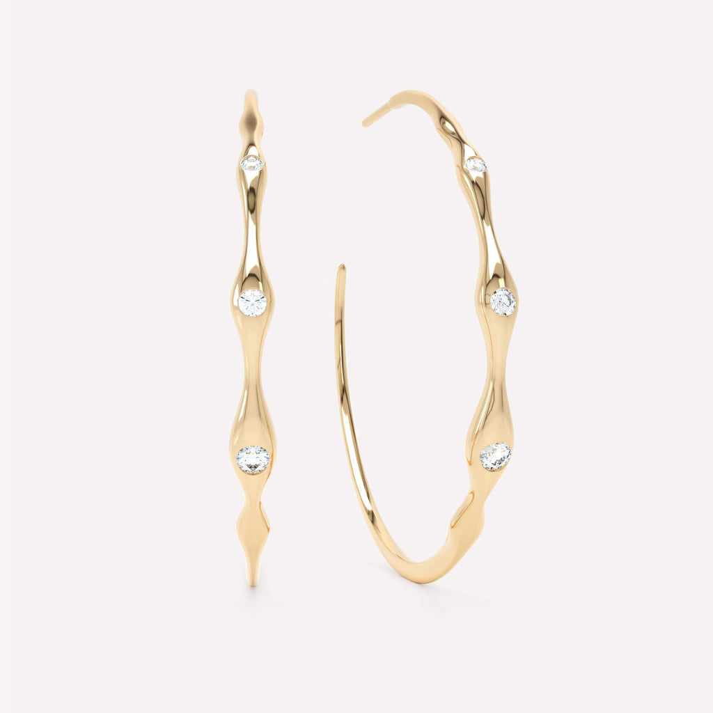 Curve 14K Gold Huggies w. Diamonds