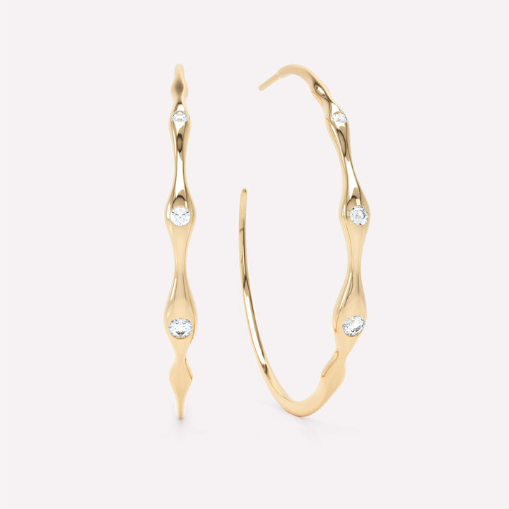 Curve 14K Guld Huggies m. Diamanter