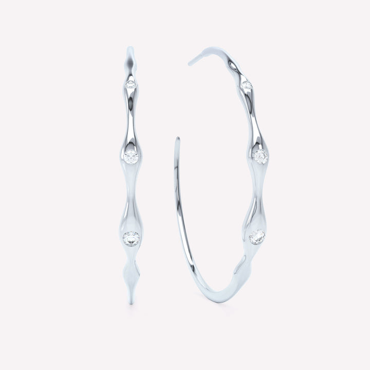 Curve 14K Hvidguld Huggies m. Diamanter